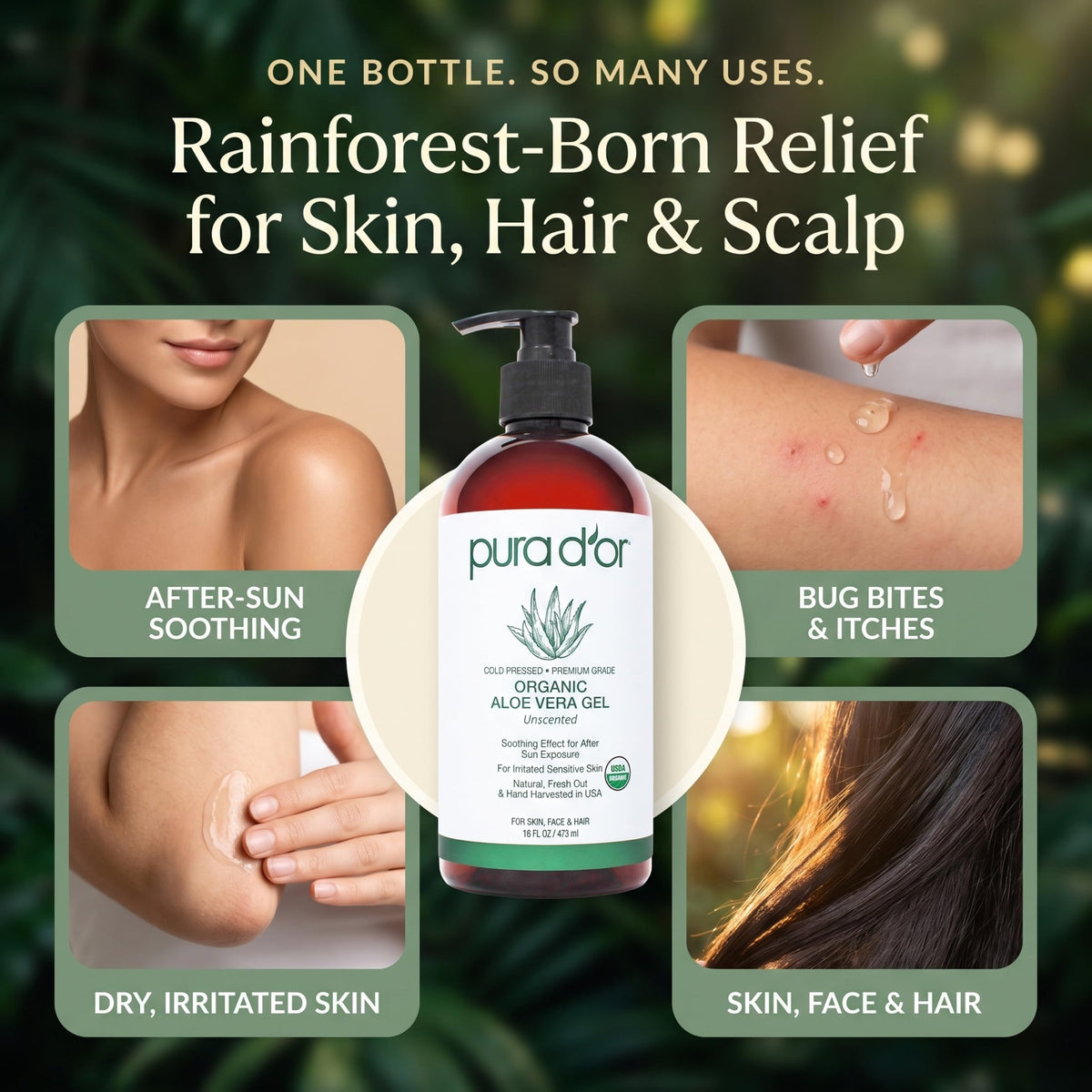 PURA D'OR Aloe Vera Gel ingredients list on packaging