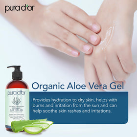 PURA D'OR Aloe Vera Gel Lavender application on skin