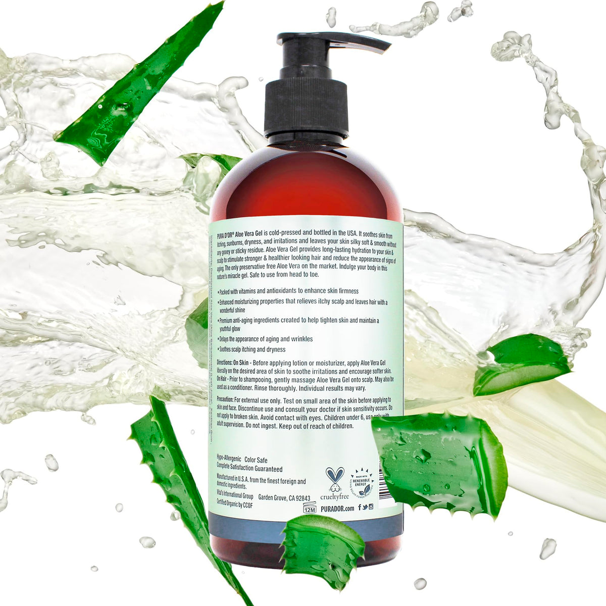 PURA D'OR Aloe Vera Gel Lavender in a lifestyle setting