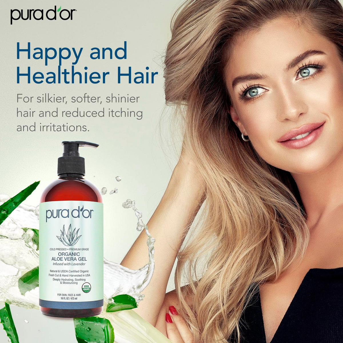 PURA D'OR Aloe Vera Gel Lavender texture close-up