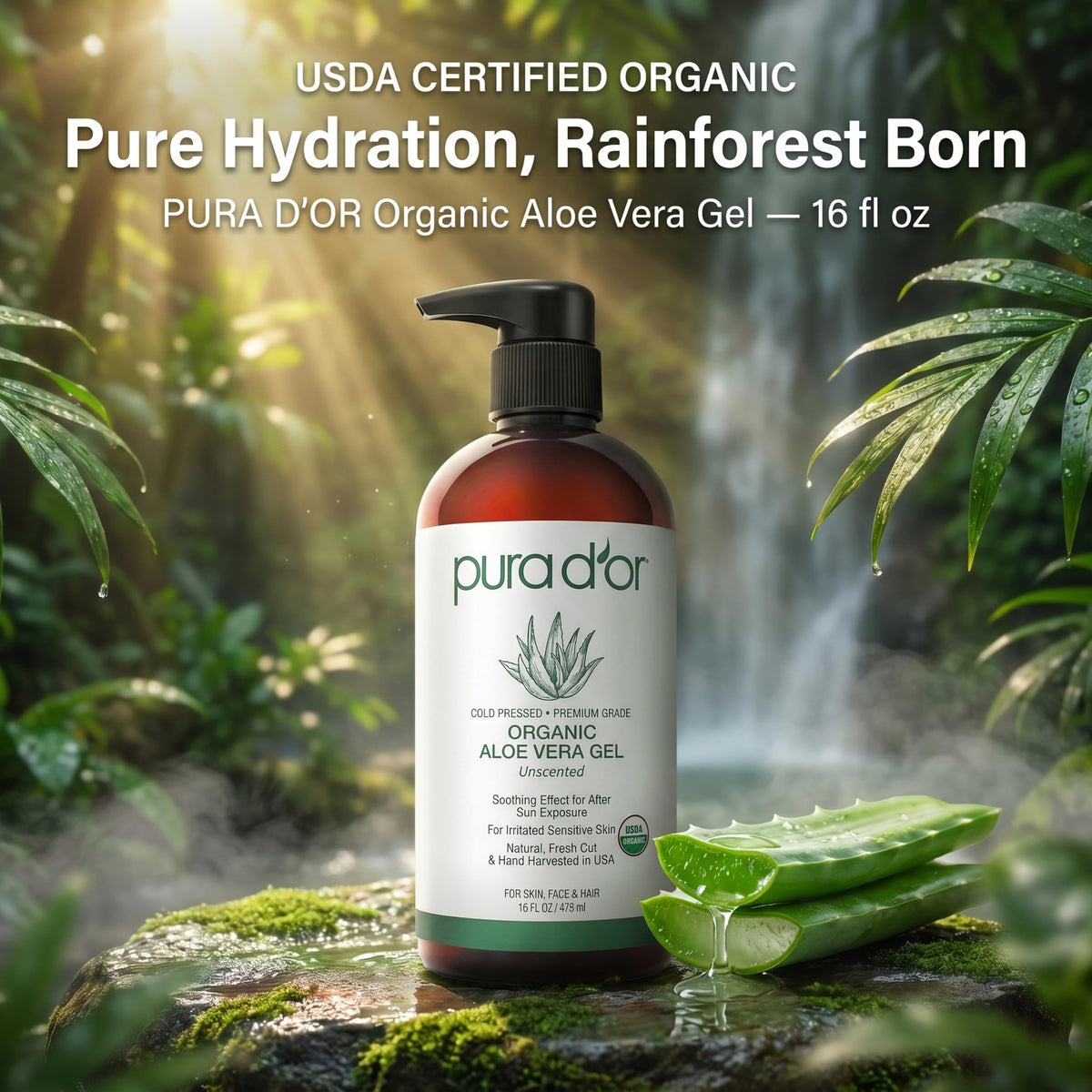 PURA D'OR Aloe Vera Gel packaging side view