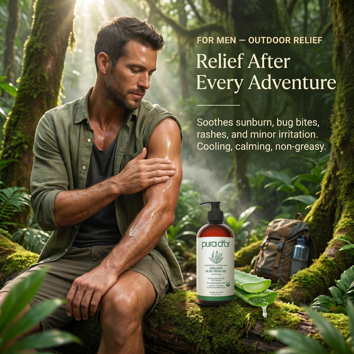 PURA D'OR Aloe Vera Gel with fresh aloe leaves