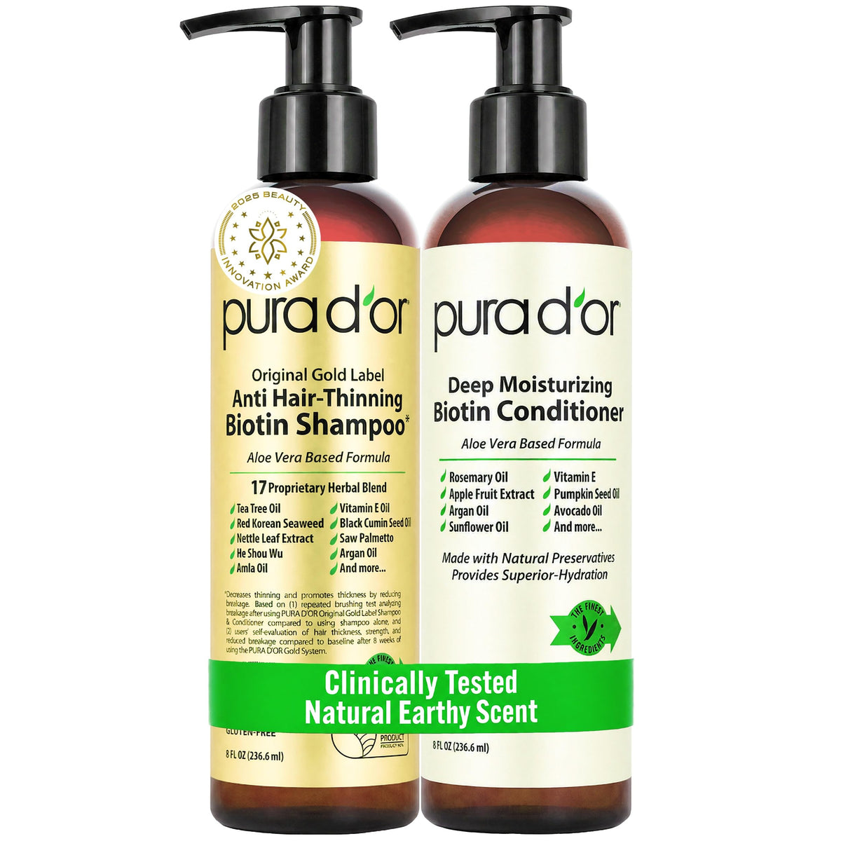 PURA D'OR Anti-Thinning Biotin Shampoo 8oz front view