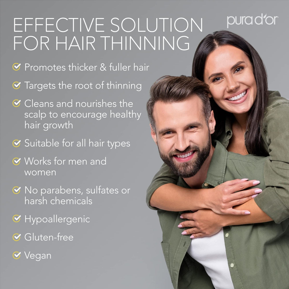 PURA D'OR Anti-Thinning Biotin Shampoo and Conditioner packaging