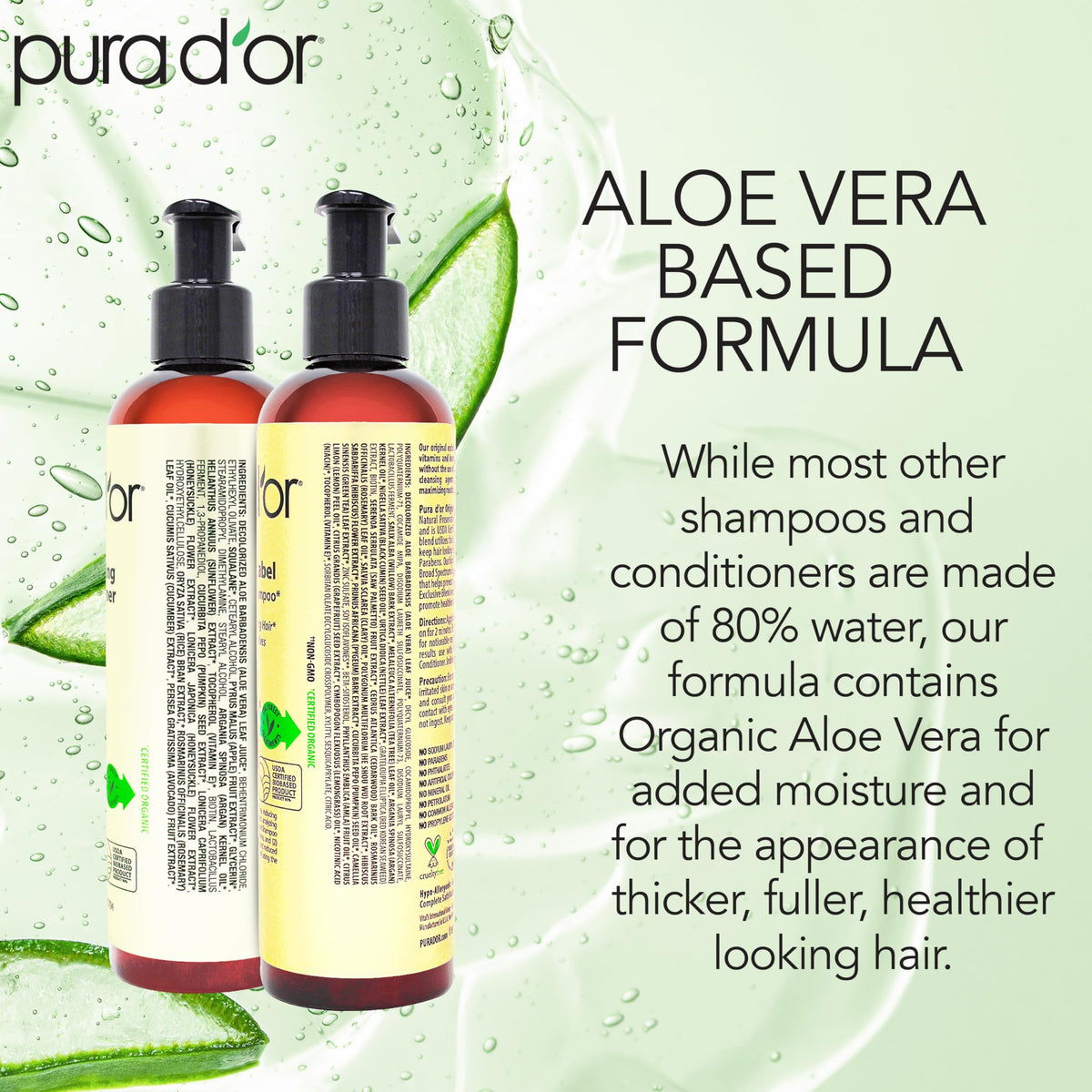 PURA D'OR Anti-Thinning Shampoo application on hair