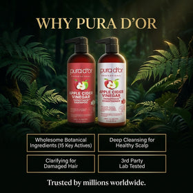 PURA D'OR Apple Cider Vinegar Shampoo and Conditioner with fresh apples