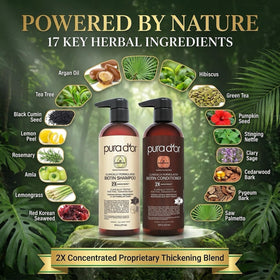 PURA D'OR Biotin Shampoo bottle close-up