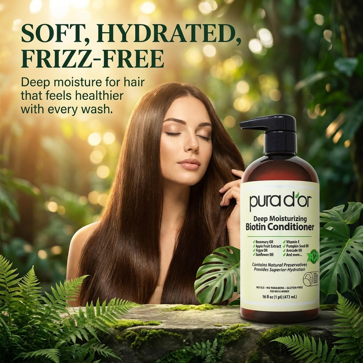 PURA D'OR Deep Moisturizing Conditioner back view showing label
