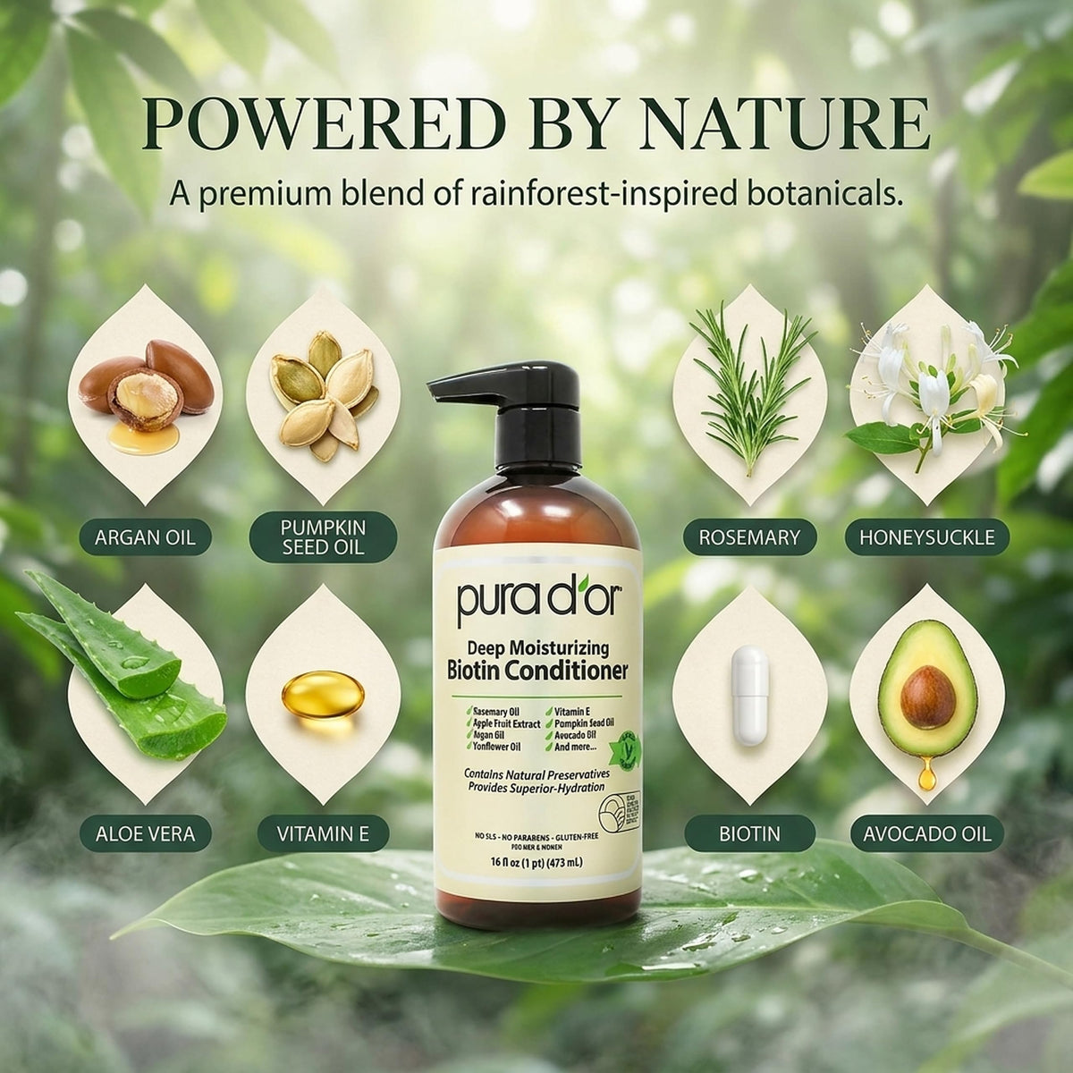 PURA D'OR Deep Moisturizing Conditioner showing texture on hand
