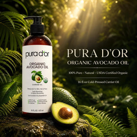 PURA D'OR Organic Avocado Oil 16oz back view