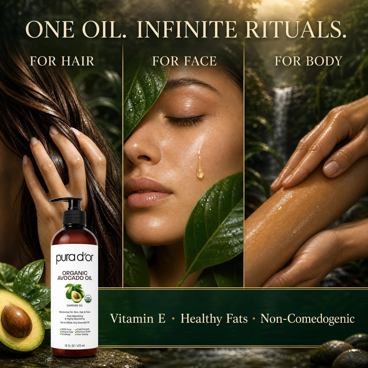 PURA D'OR Organic Avocado Oil 16oz in lifestyle setting