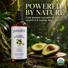PURA D'OR Organic Avocado Oil 16oz side view