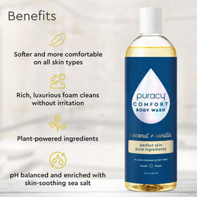Puracy Body Wash Coconut Vanilla 12 oz back view