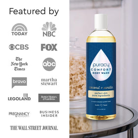 Puracy Body Wash Coconut Vanilla 12 oz with ingredients