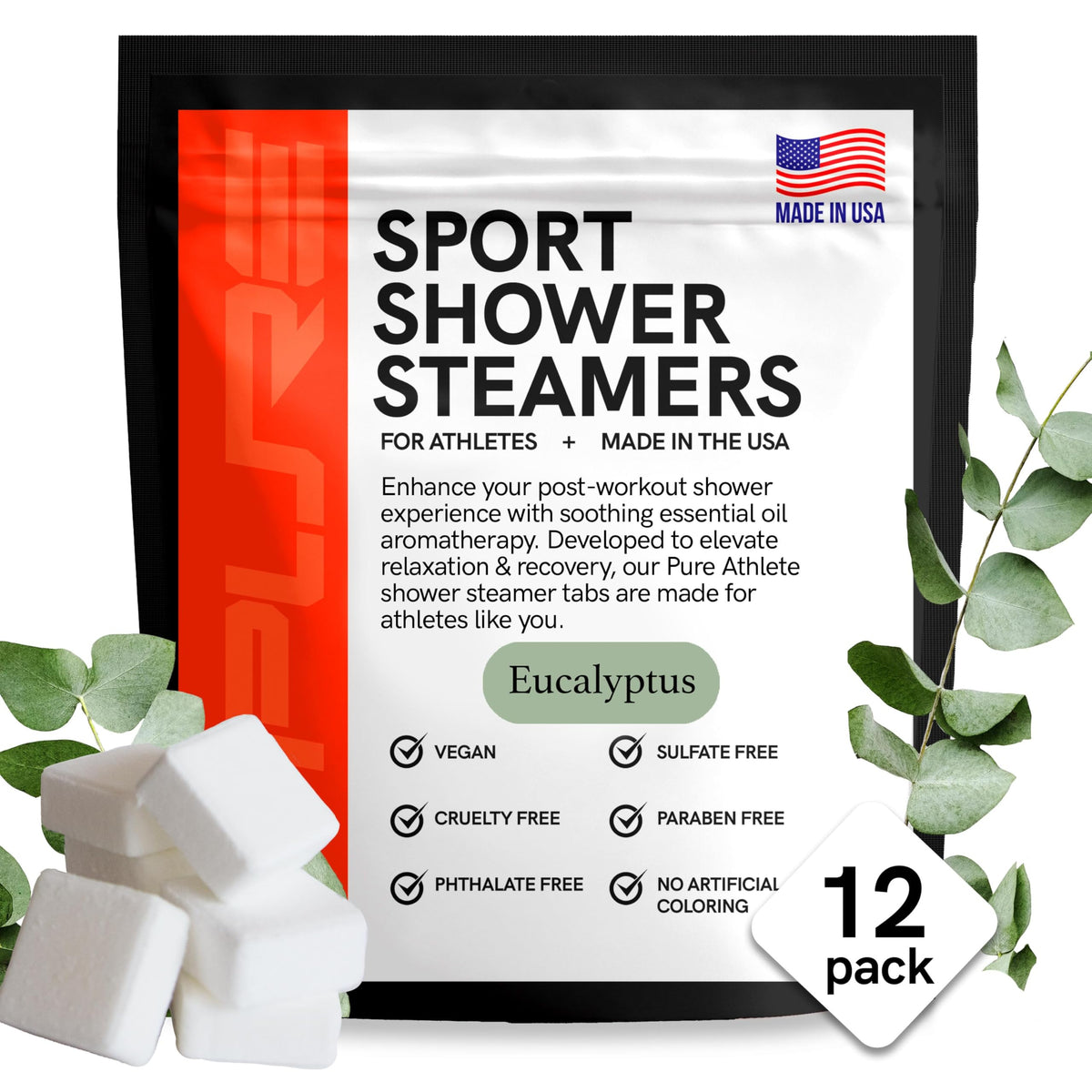 Pure Athlete Shower Steamers packaging front view