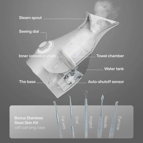 Pure Daily Care NanoSteamer side view with steam