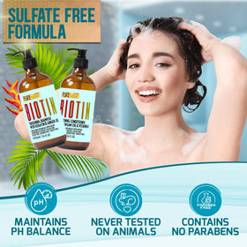 PURE NATURE LUX SPA Biotin Shampoo and Conditioner set with ingredients