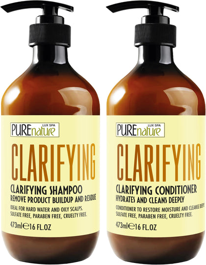 PURE NATURE LUX SPA Clarifying Shampoo front view, 16 Fl Oz