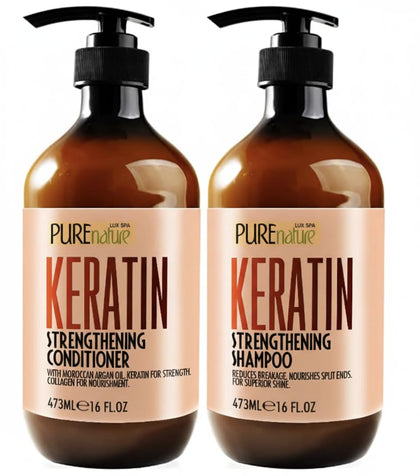 PURE NATURE LUX SPA Keratin Shampoo and Conditioner Set front view