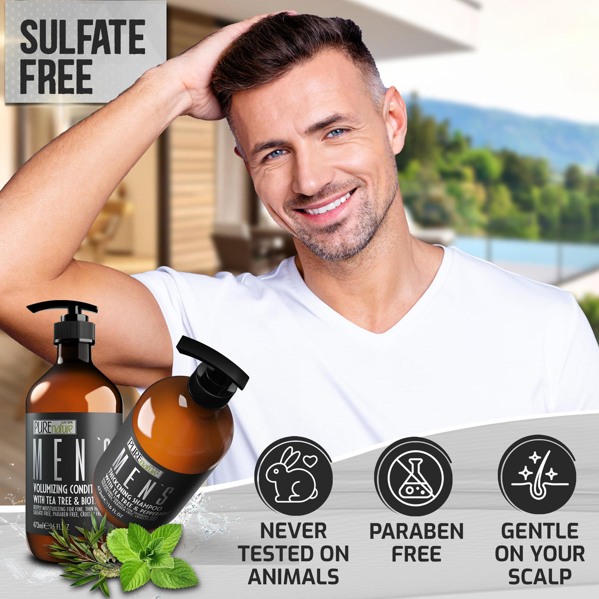 PURE NATURE LUX SPA Men's Conditioner bottle side view