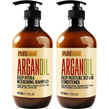 PURE NATURE LUX SPA Moroccan Argan Oil Shampoo and Conditioner Set front view