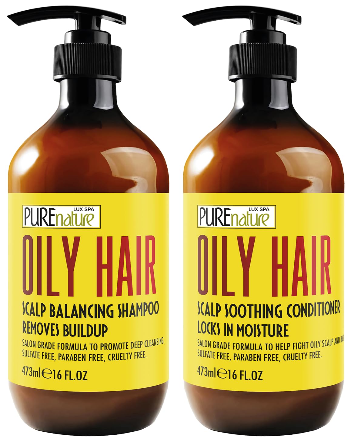PURE NATURE LUX SPA Oily Hair Shampoo front view 16 Fl Oz