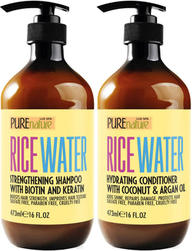 PURE NATURE LUX SPA Rice Water Shampoo and Conditioner Set front view