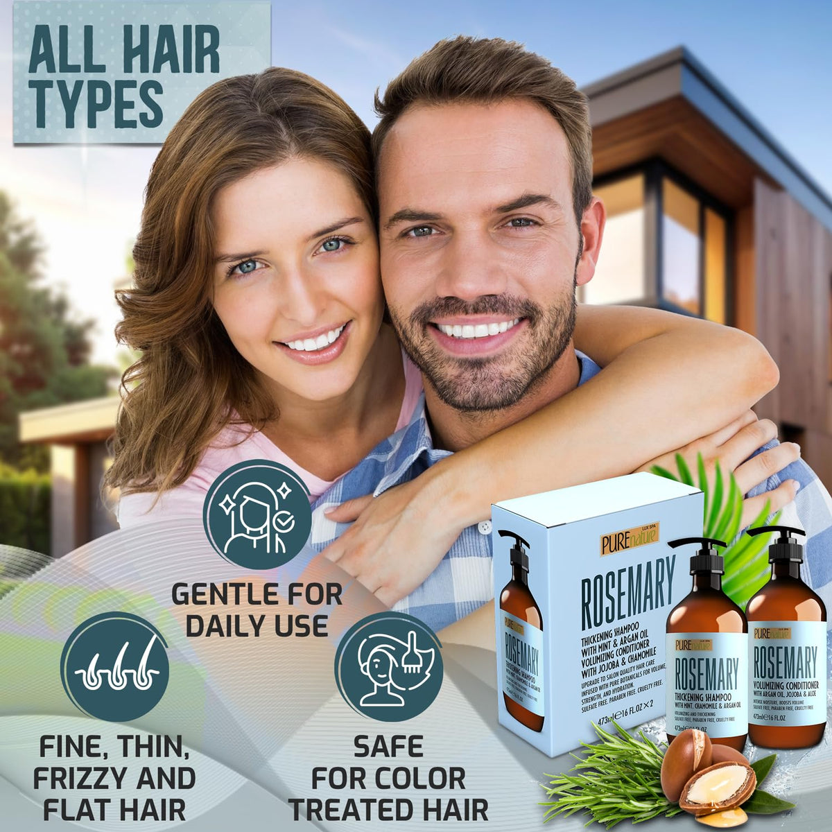 PURE NATURE LUX SPA Rosemary Shampoo and Conditioner Set packaging