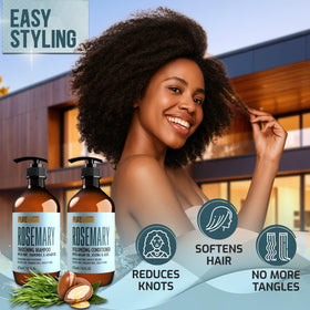 PURE NATURE LUX SPA Rosemary Shampoo and Conditioner Set with ingredients displayed