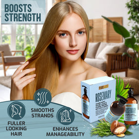 PURE NATURE LUX SPA Rosemary Shampoo and Conditioner Set with mint leaves