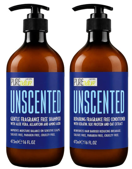 PURE NATURE LUX SPA Unscented Shampoo and Conditioner Set front view