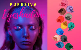 Pure Ziva Apricot Peach Glaze Eyeshadow with makeup brush