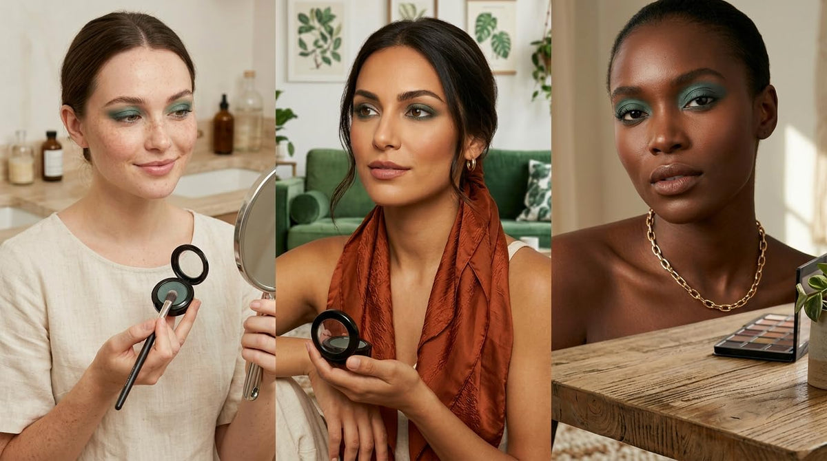 Pure Ziva eyeshadow in makeup setup with brushes
