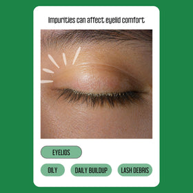 PURELID Tea Tree Eyelid Wipes shown in a travel setting