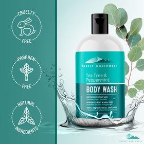 Purely Northwest Tea Tree Body Wash 290g packaging details