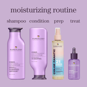 Pureology Hydrate Shampoo 1.7 fl oz in a bathroom setting