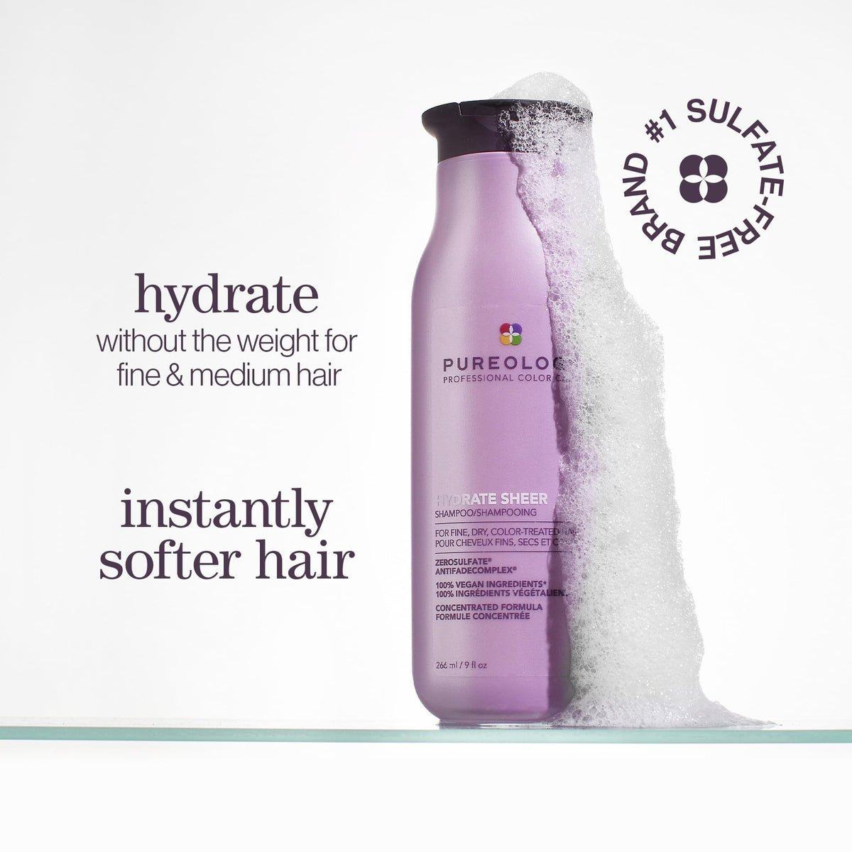 Pureology Hydrate Sheer Shampoo bottle side view
