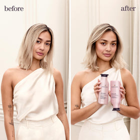 Pureology Pure Volume Shampoo in a bathroom setting