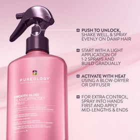 Pureology Smooth Gloss Silkmorphose Spray with styling tools