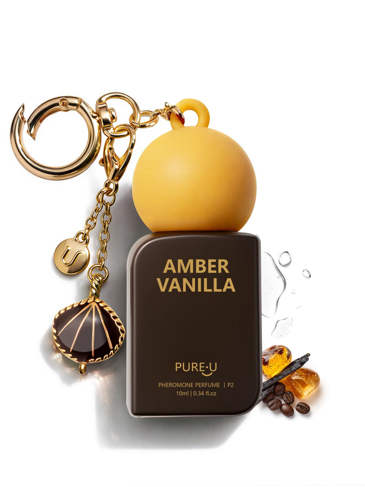 PUREU Amber Vanilla Pheromone Perfume Oil roll-on with keychain