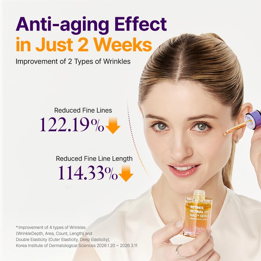 PURITO Retinol + Retinal Serum application on skin