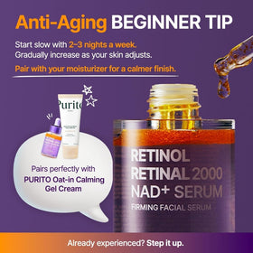 PURITO Retinol + Retinal Serum lifestyle scene on vanity