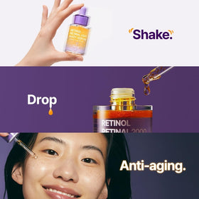 PURITO Retinol + Retinal Serum with skincare routine products