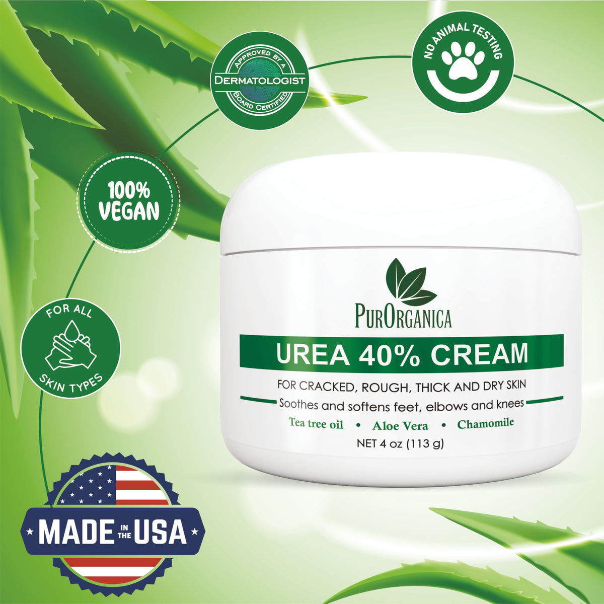PurOrganica Urea Cream 40% application on foot