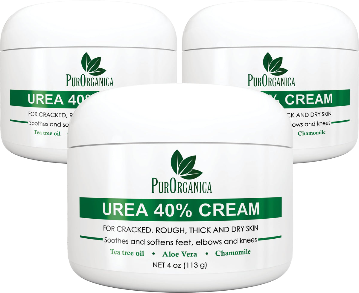 PurOrganica Urea Cream 40% Foot Cream front view, pack of 3