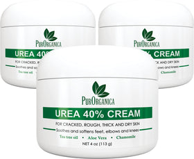 PurOrganica Urea Cream 40% Foot Cream front view, pack of 3