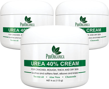PurOrganica Urea Cream 40% Foot Cream front view, pack of 3