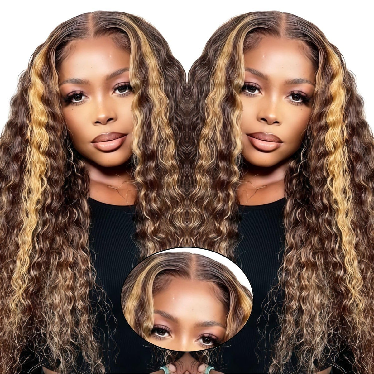 PYY Deep Wave Lace Front Wig 20 Inch front view with natural curls