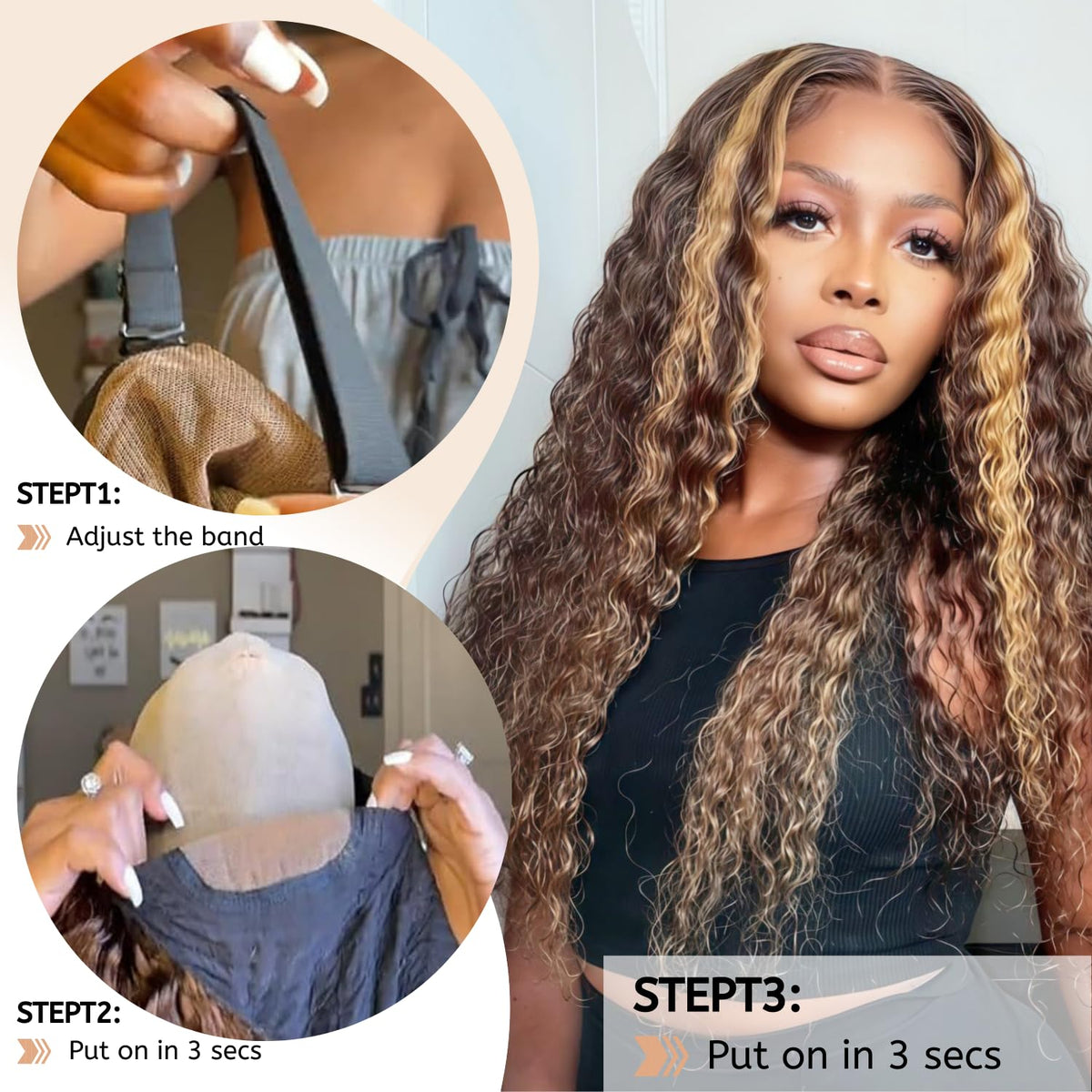 PYY Deep Wave Lace Front Wig 20 Inch lifestyle scene on a model