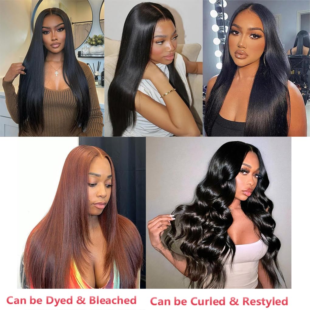 Qanlynny Brazilian Virgin Straight Hair Bundles styled on a model